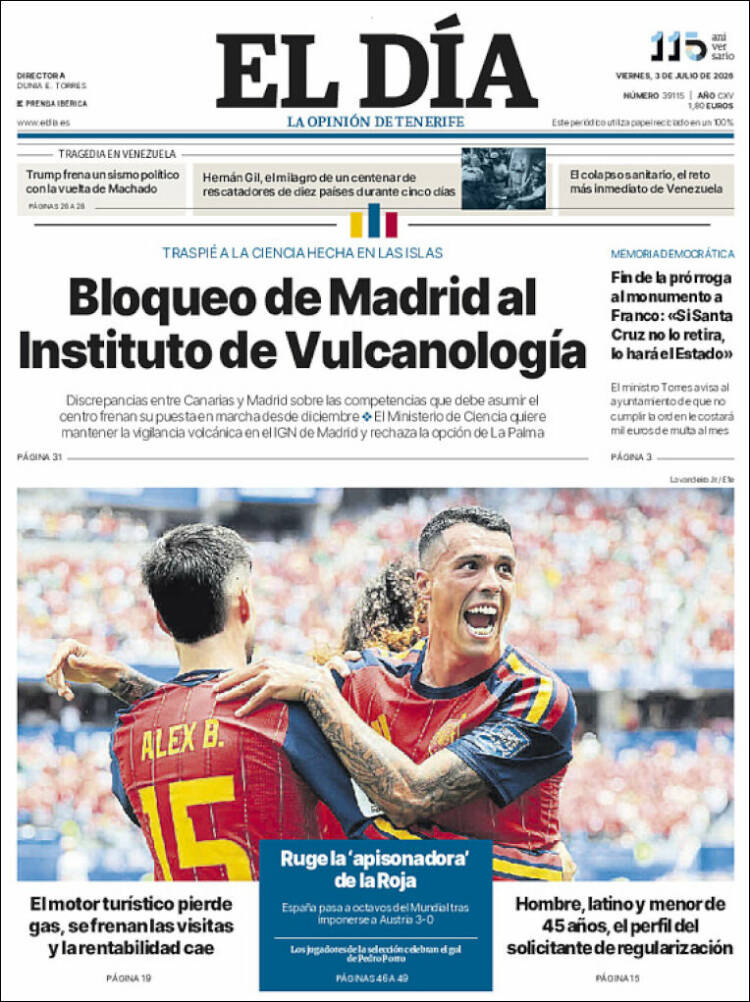 Portada de El Día (Espa&ntilde;a)
