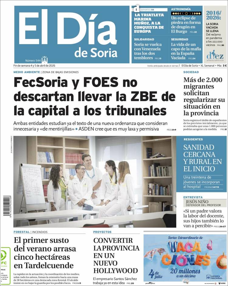 Portada de El Día de Soria (Espa&ntilde;a)