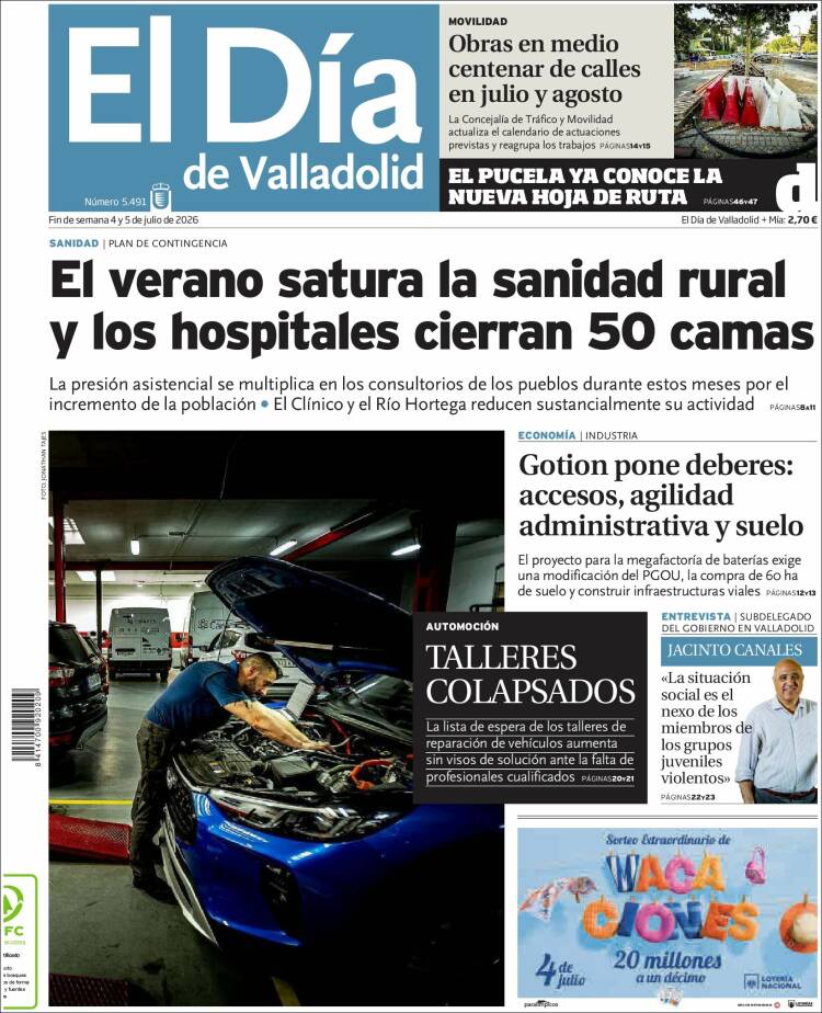 Portada de El Día de Valladolid (Espa&ntilde;a)