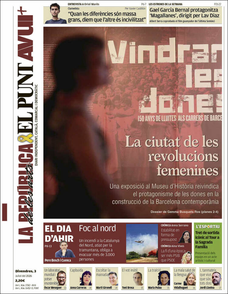 Portada de El Punt Avui (Espa&ntilde;a)