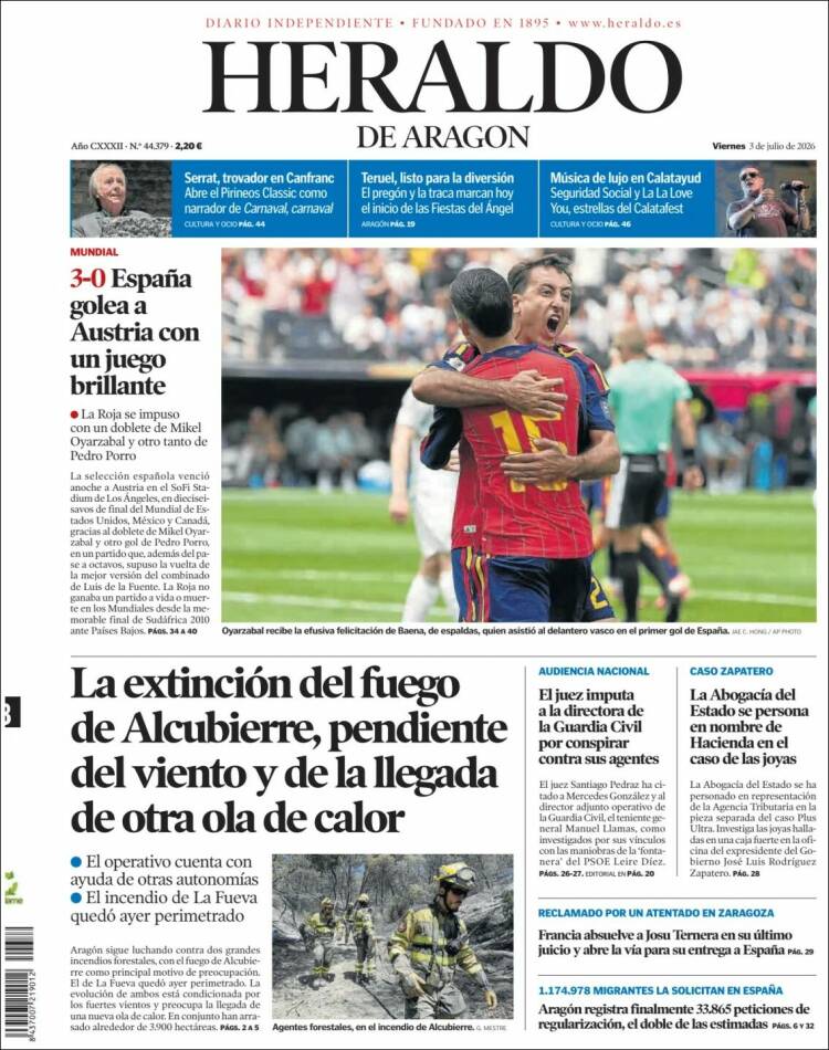Portada de Heraldo de Aragón (Espa&ntilde;a)