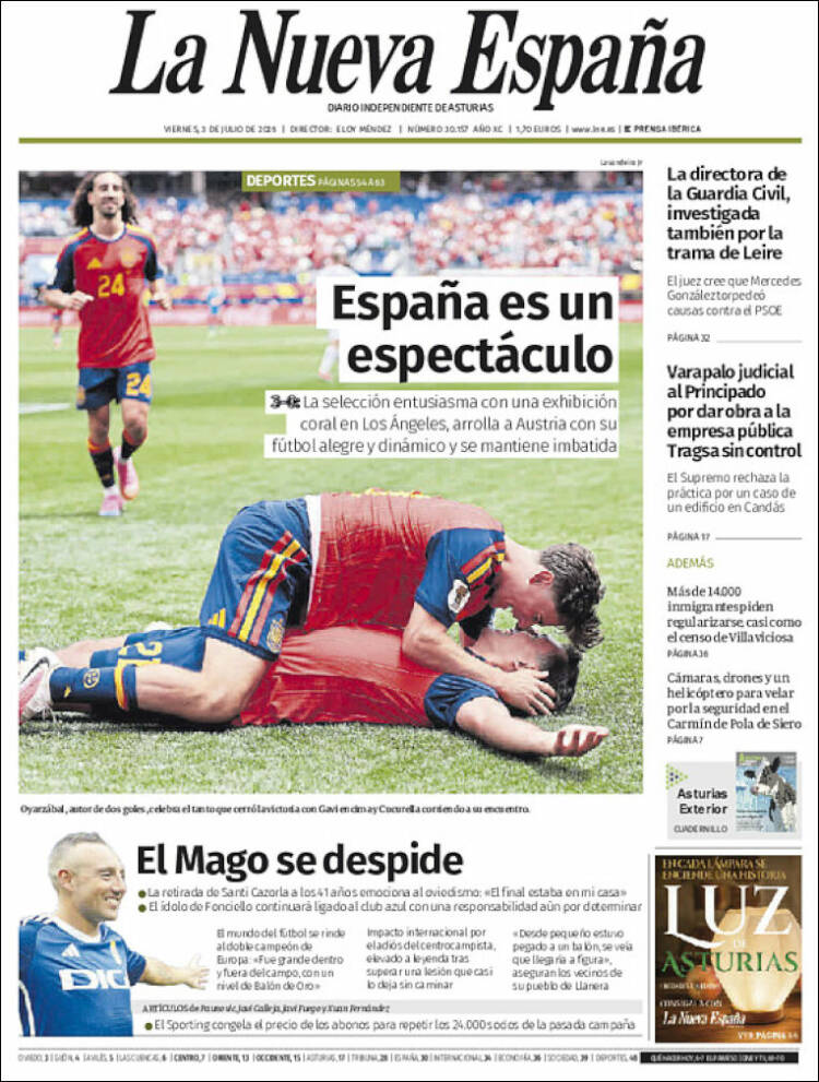 Portada de La Nueva España (Espa&ntilde;a)