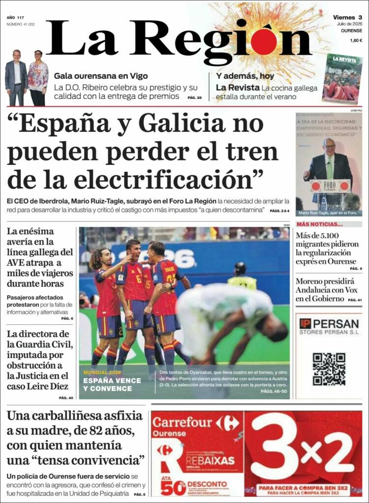 Portada de La Región de Ourense (Espa&ntilde;a)