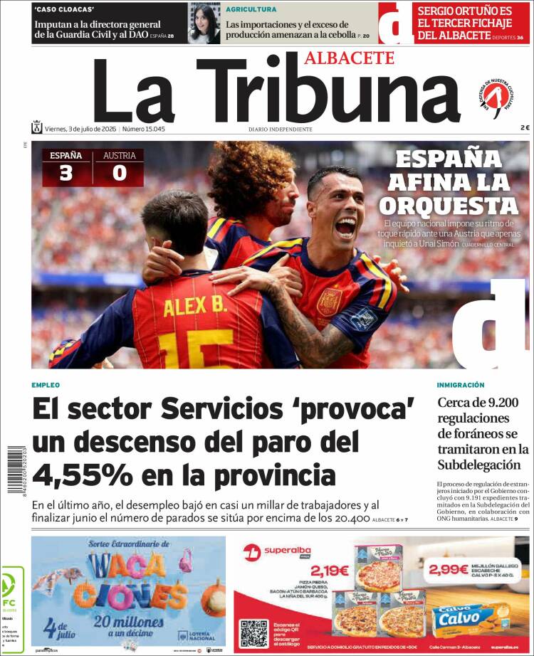 Portada de La Tribuna de Albacete (Espa&ntilde;a)