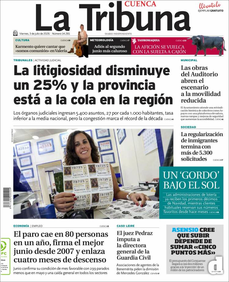 Portada de La Tribuna de Cuenca (Espa&ntilde;a)