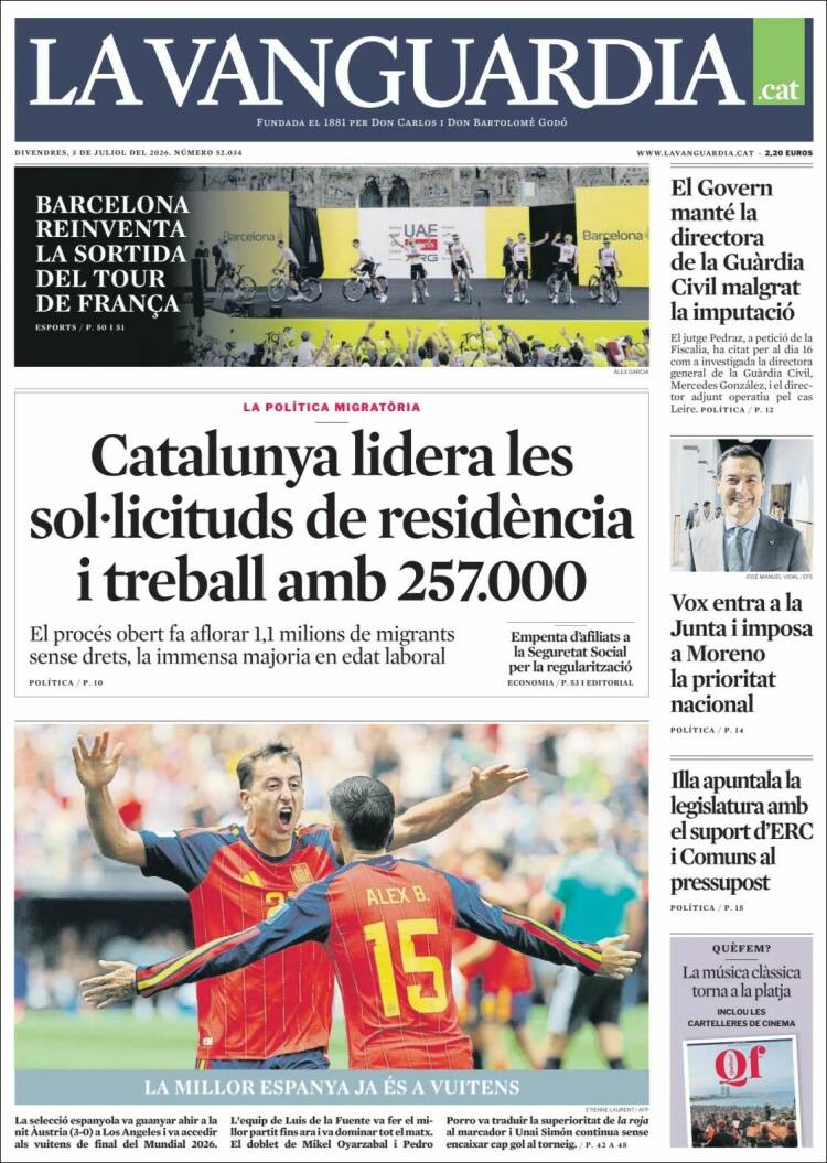 Portada de La Vanguardia (Espa&ntilde;a)