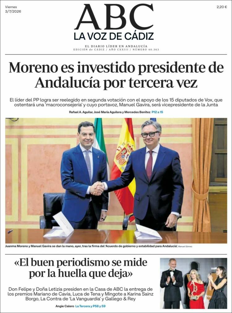 Portada de La Voz de Cádiz (Espa&ntilde;a)