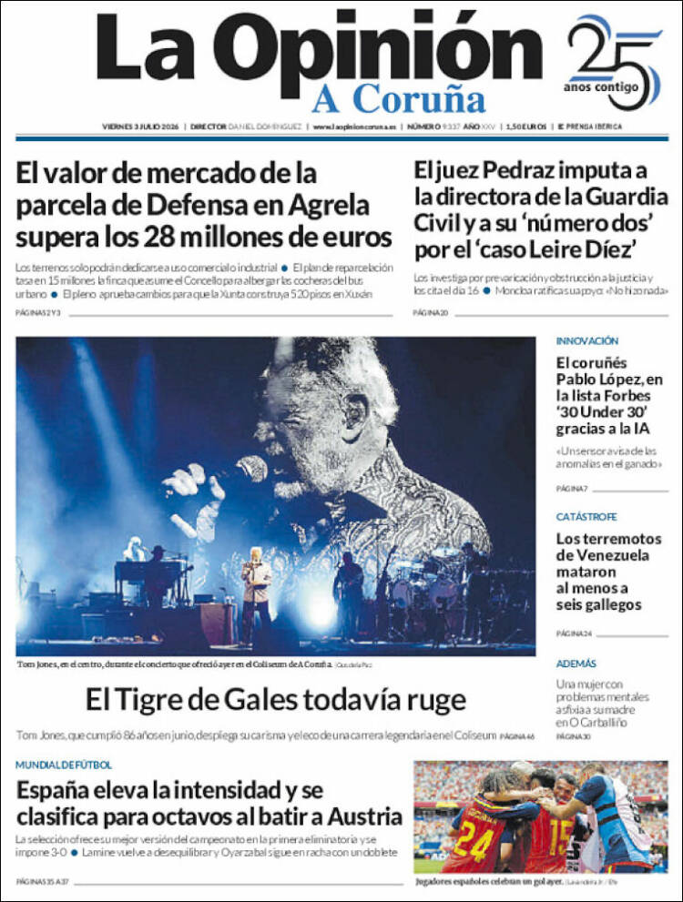 Portada de La Opinión de A Coruña (Espa&ntilde;a)