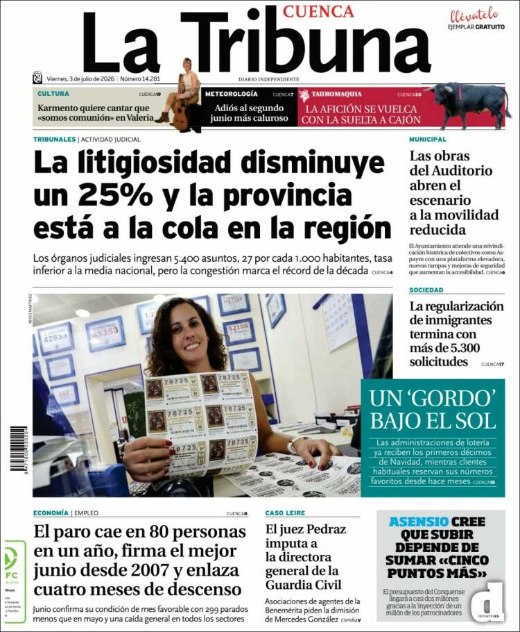 Portada de La Tribuna de Cuenca (Espa&ntilde;a)
