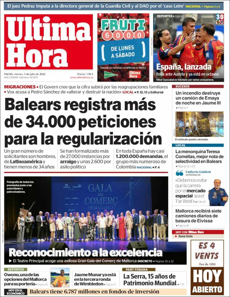 Portada de Última Hora (Espa&ntilde;a)