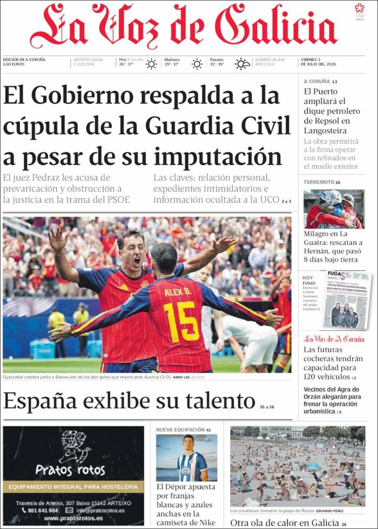 Portada de La Voz de Galicia (Espa&ntilde;a)