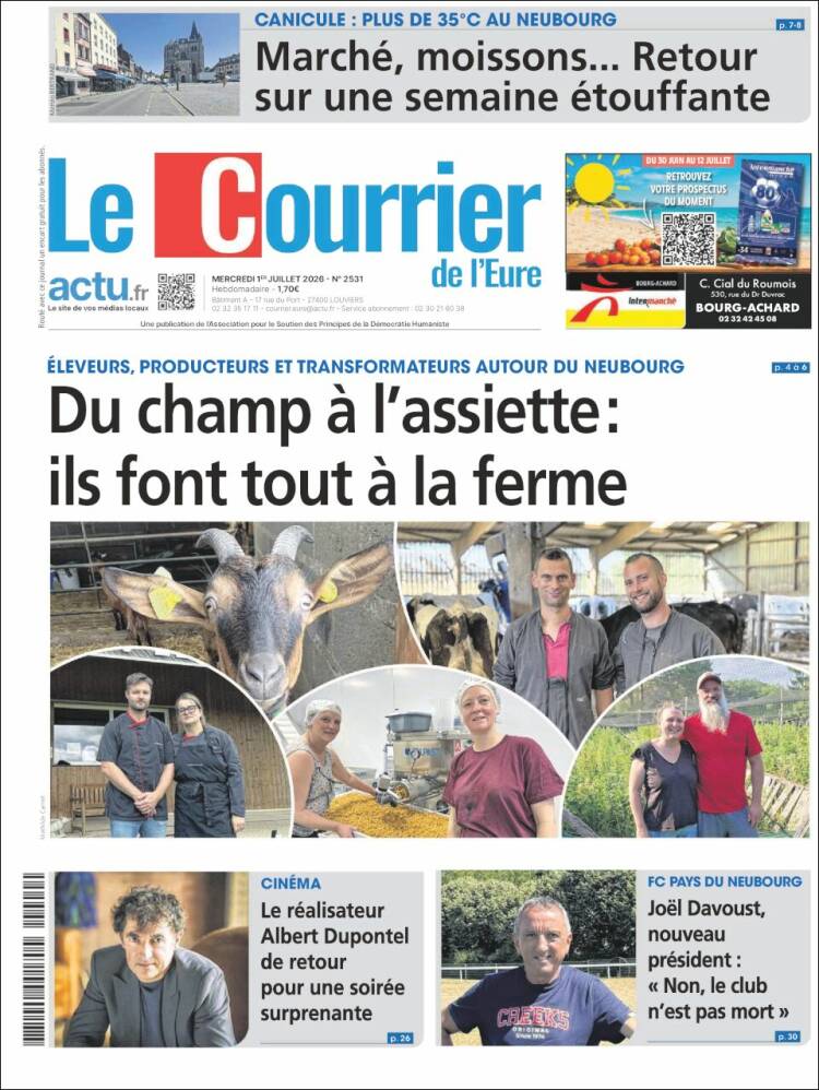 Portada de Le Courrier de l'Ouest (Francia)