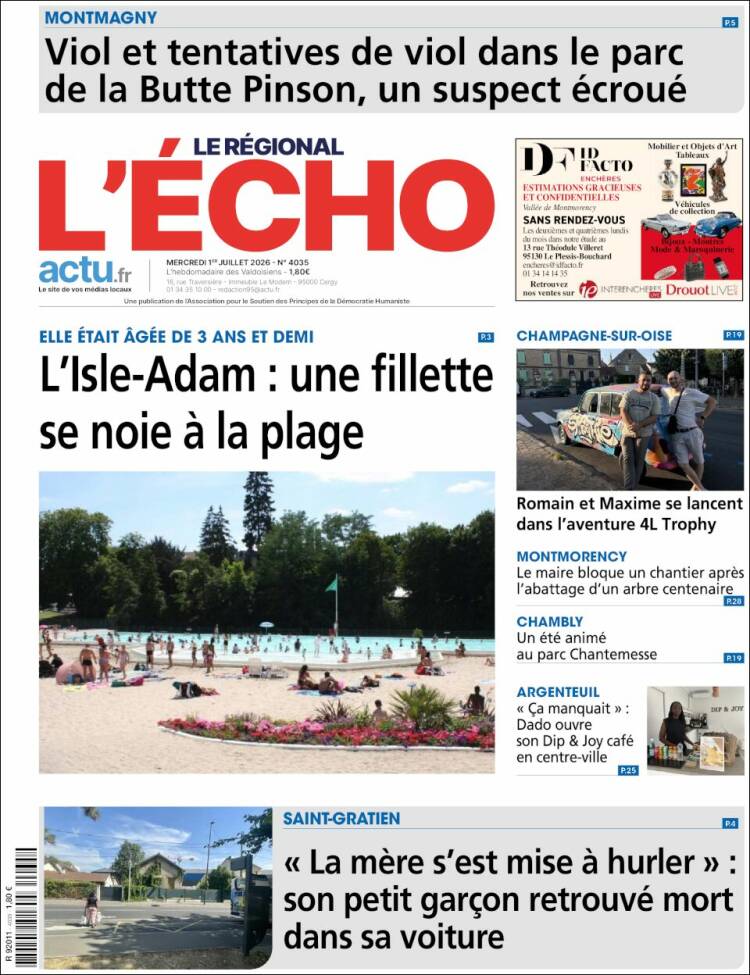 Portada de L'Echo de la Haute-Vienne (Francia)