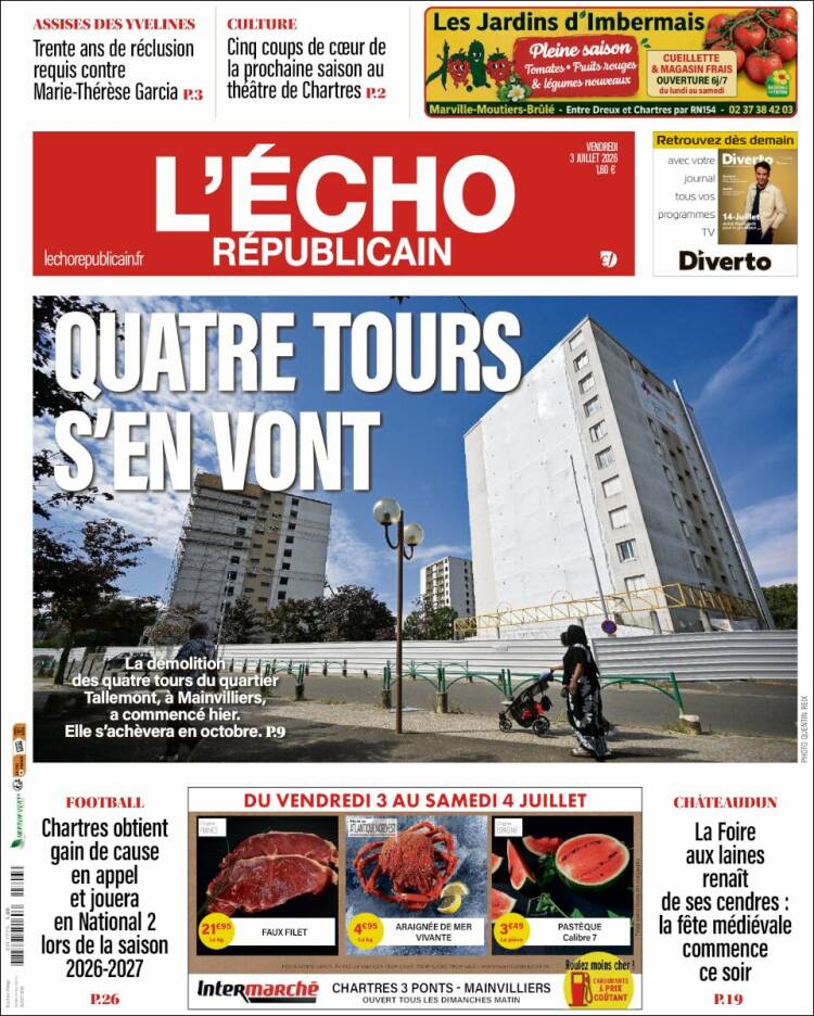 Portada de L'Echo Républicain (Francia)
