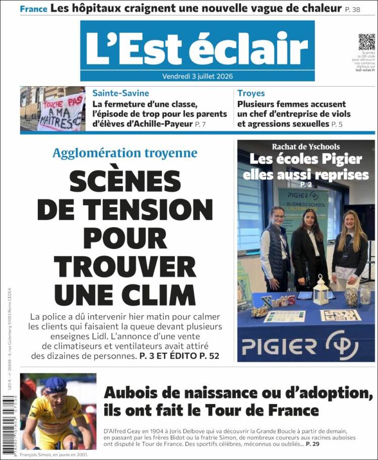 Portada de L'Est Eclair (Francia)