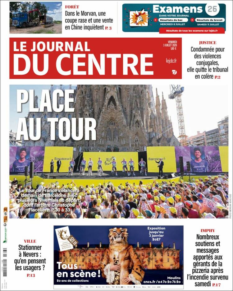 Portada de Le Journal du Centre (Francia)