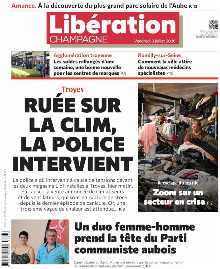 Portada de Libération Champagne (Francia)