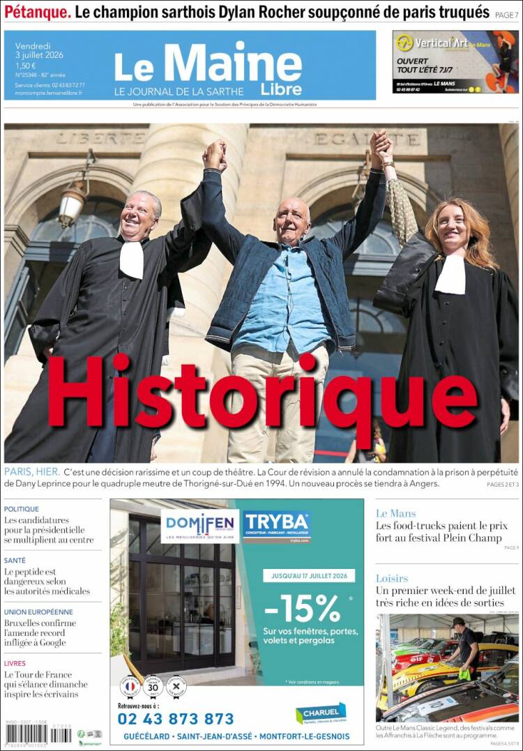 Portada de Le Maine Libre (Francia)