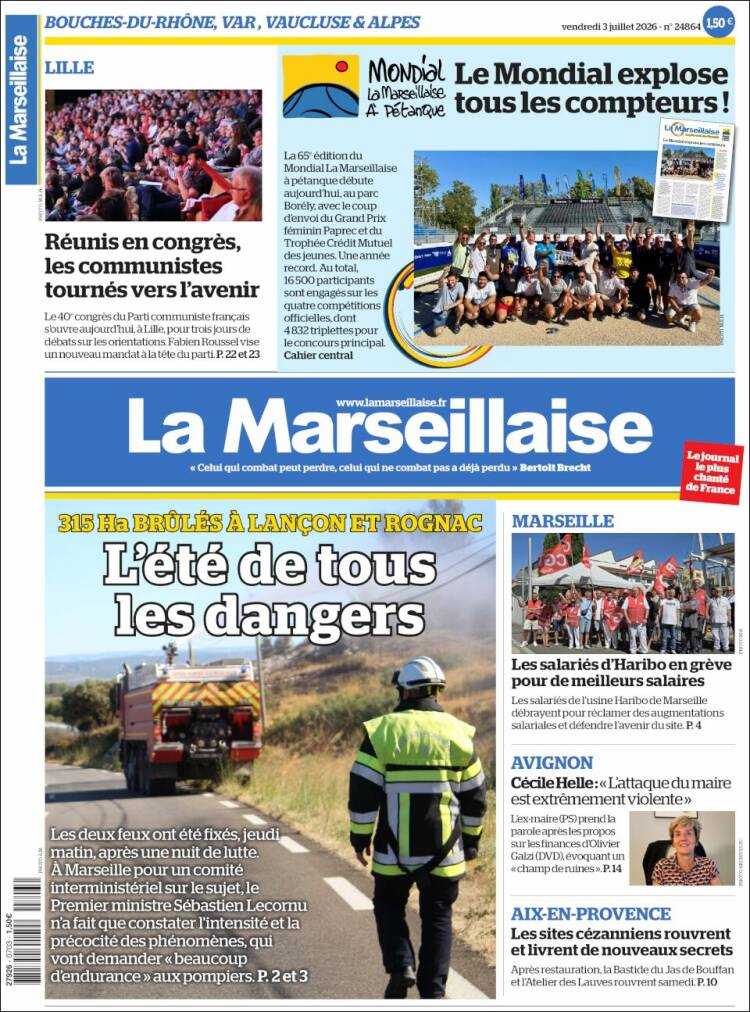 Portada de La Marseillaise (Francia)
