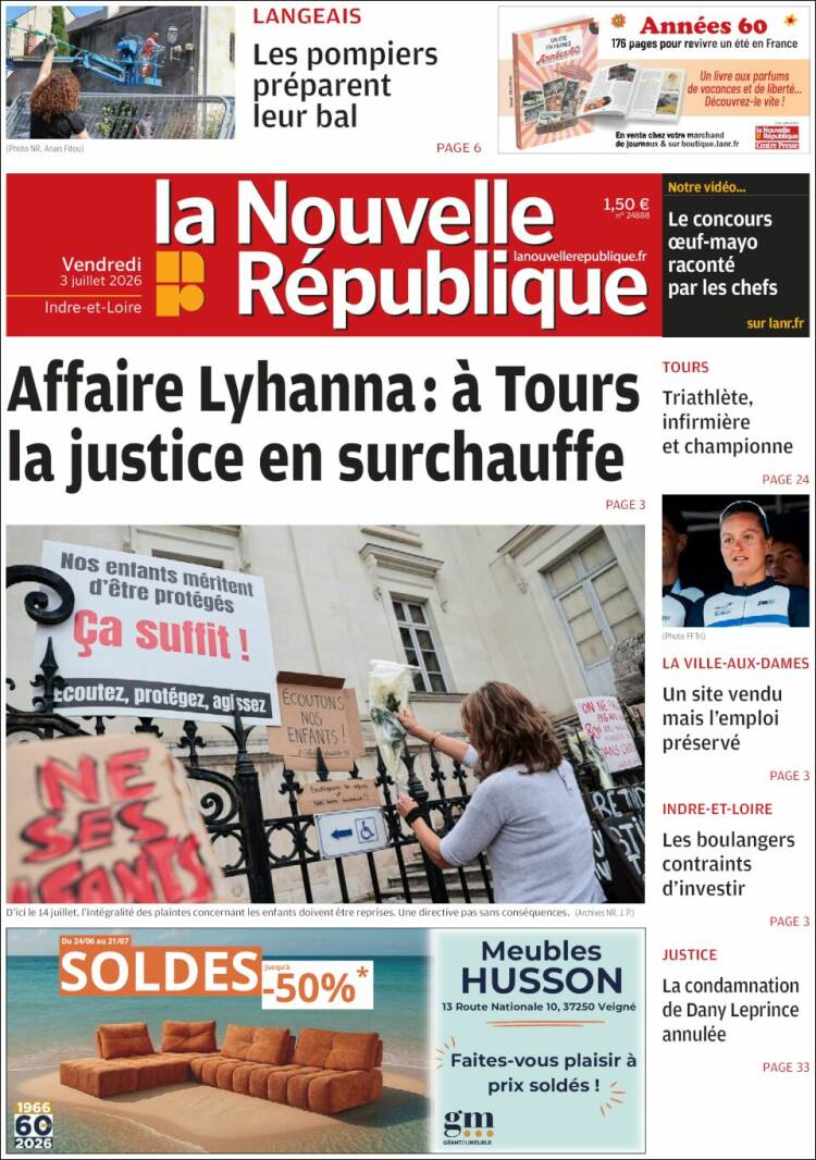 Portada de La Nouvelle Republique (Francia)