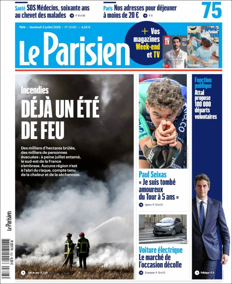Portada de Le Parisien (Francia)