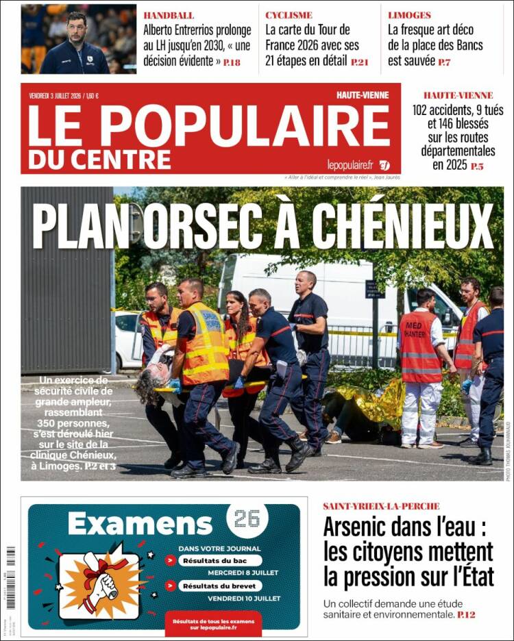 Portada de Le Populaire du Centre (Francia)