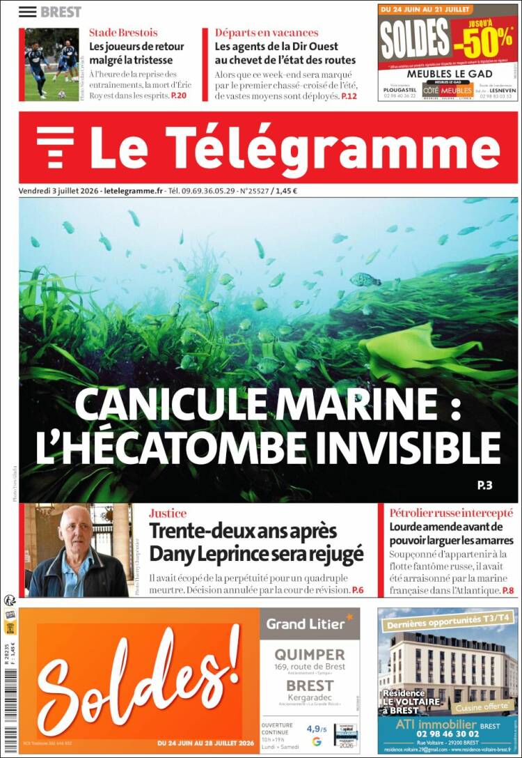 Portada de Télégramme (Francia)