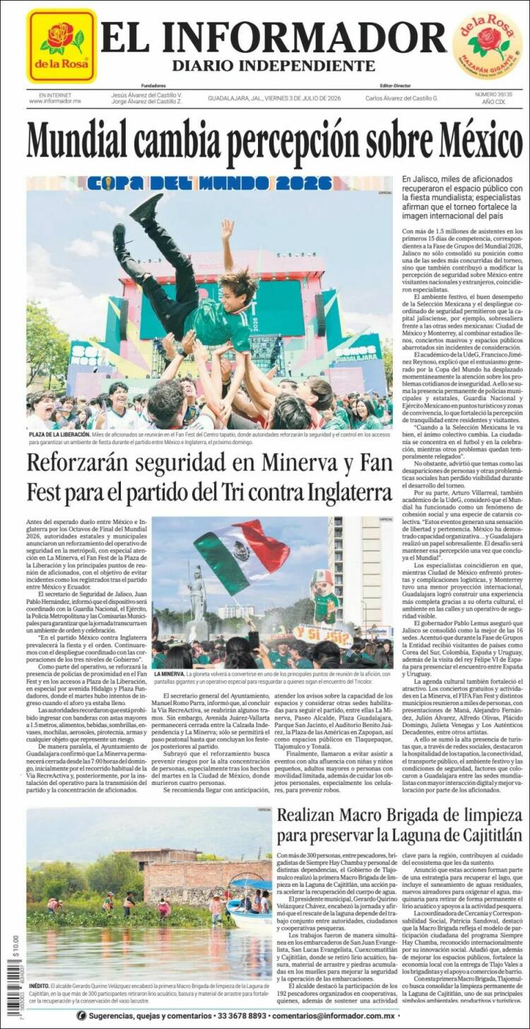 Portada de El Informador (M&eacute;xico)