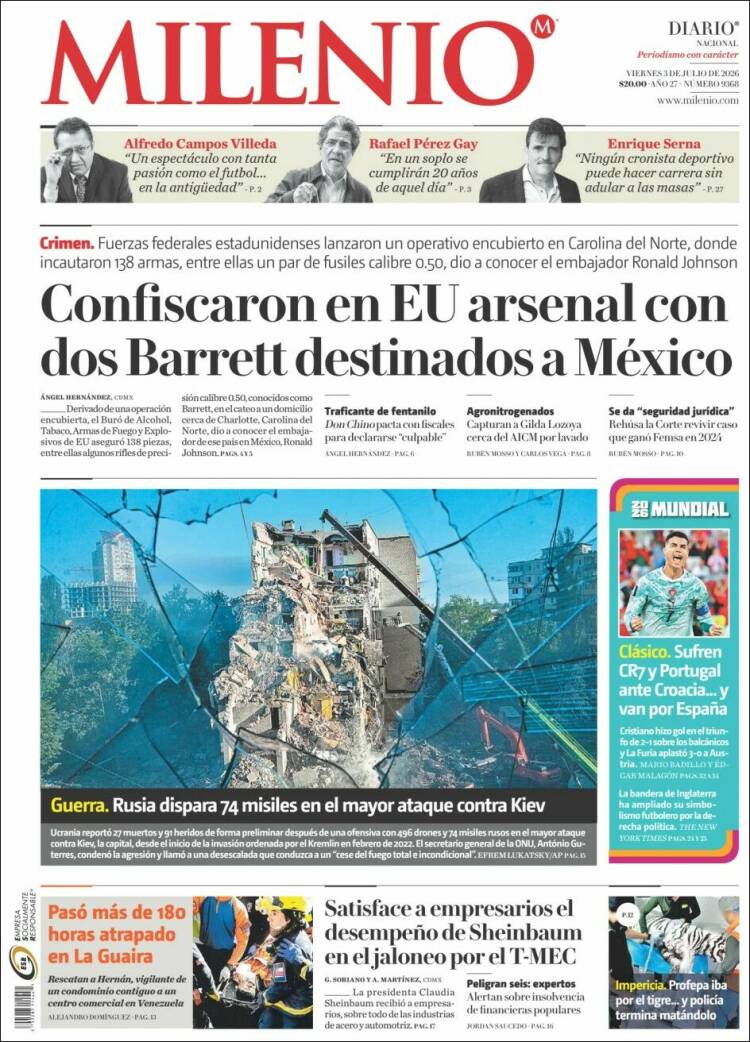 Portada de Milenio (M&eacute;xico)