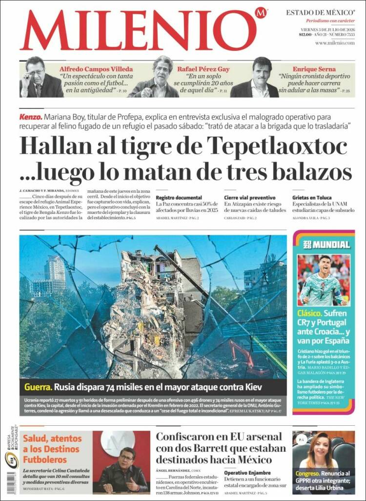 Portada de Milenio - Estado de México (M&eacute;xico)