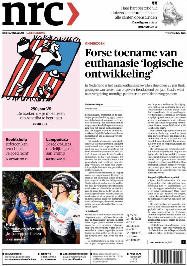 Portada de NRC Handelsblad (Pa&iacute;ses Bajos)