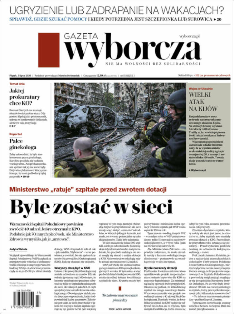 Portada de Gazeta Wyborcza (Polonia)