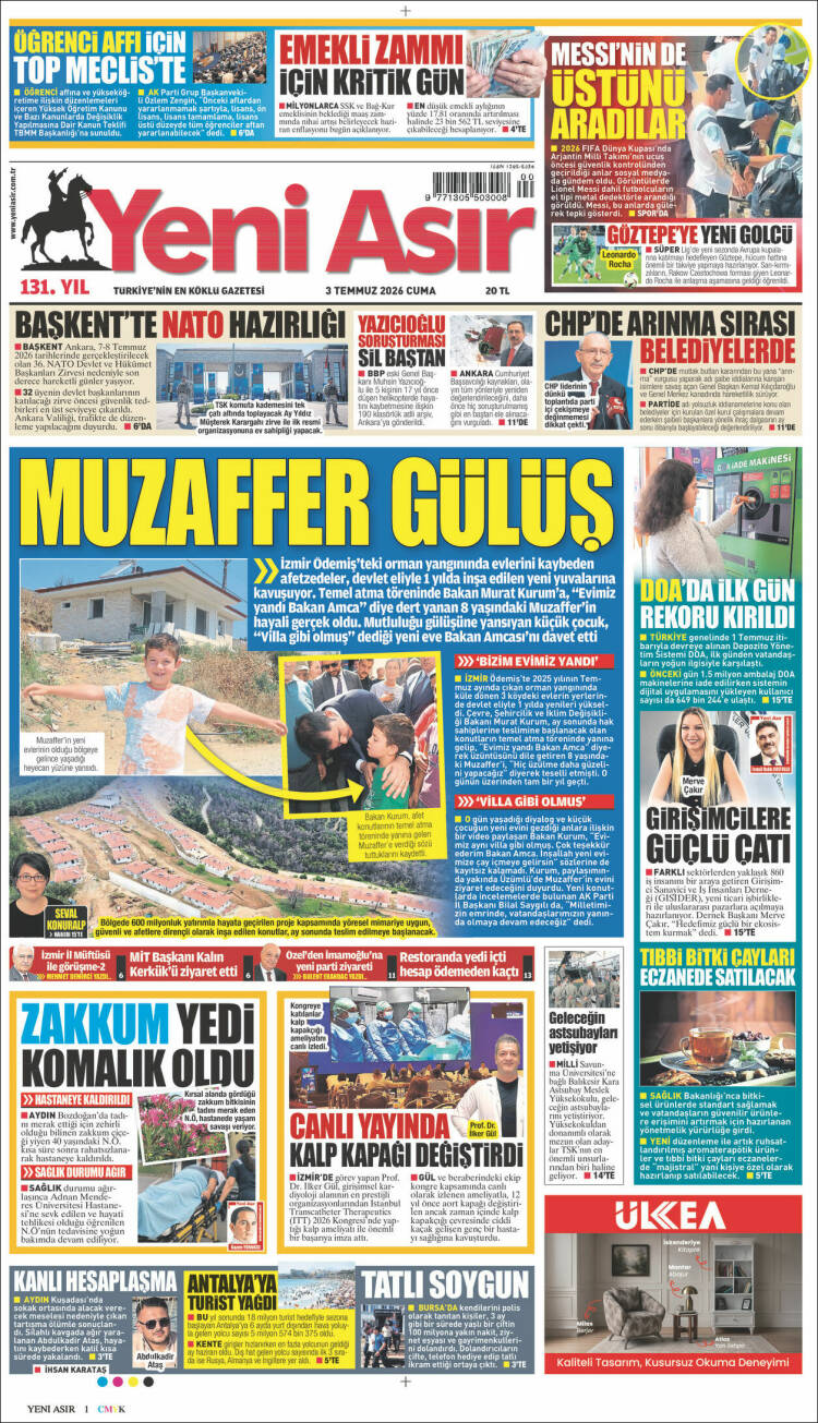 Portada de Yeni Asır (Turqu&iacute;a)
