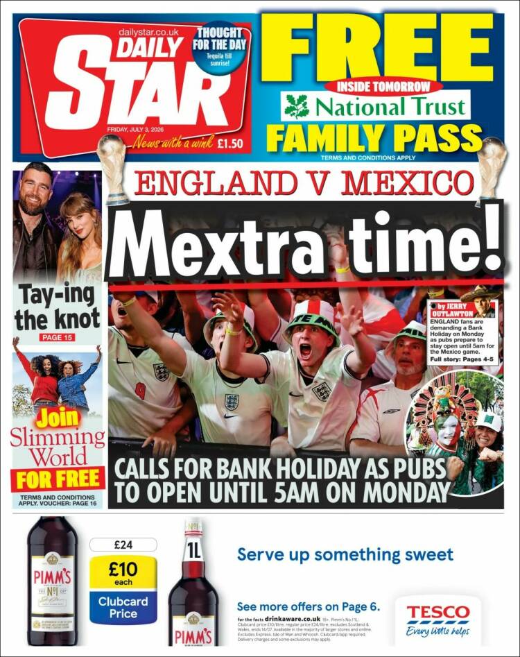 Portada de Daily Star (Reino Unido)