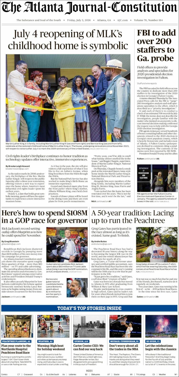 Portada de The Atlanta Journal-Constitution (USA)