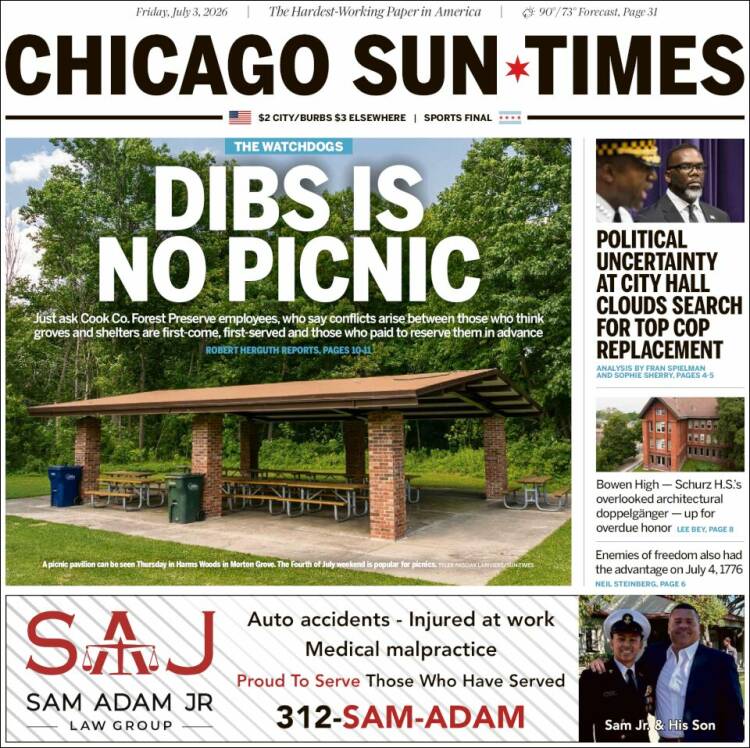 Portada de Chicago Sun-Times (USA)