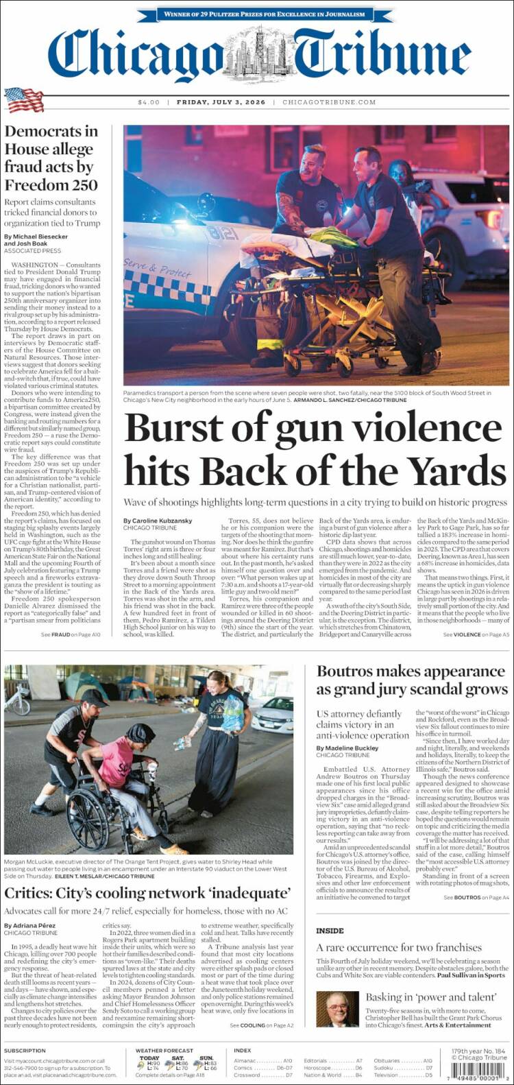 Portada de Chicago Tribune (USA)