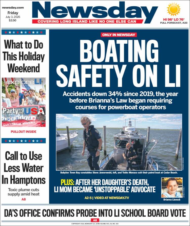 Portada de Newsday (USA)