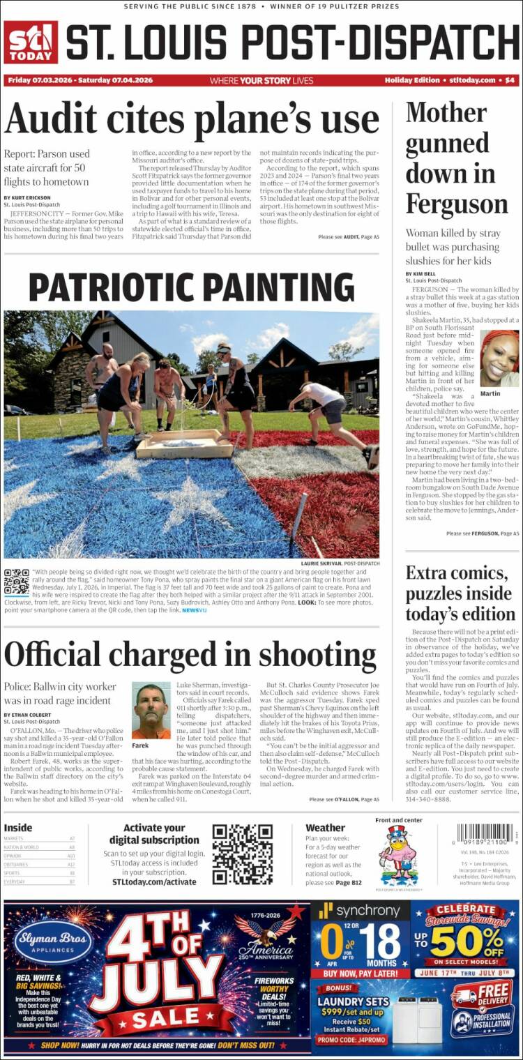 Portada de St. Louis Post-Dispatch (USA)