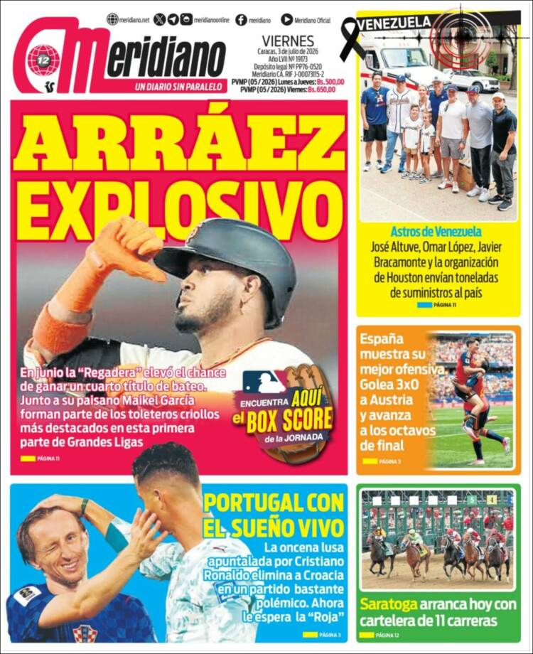 Portada de Meridiano (Venezuela)