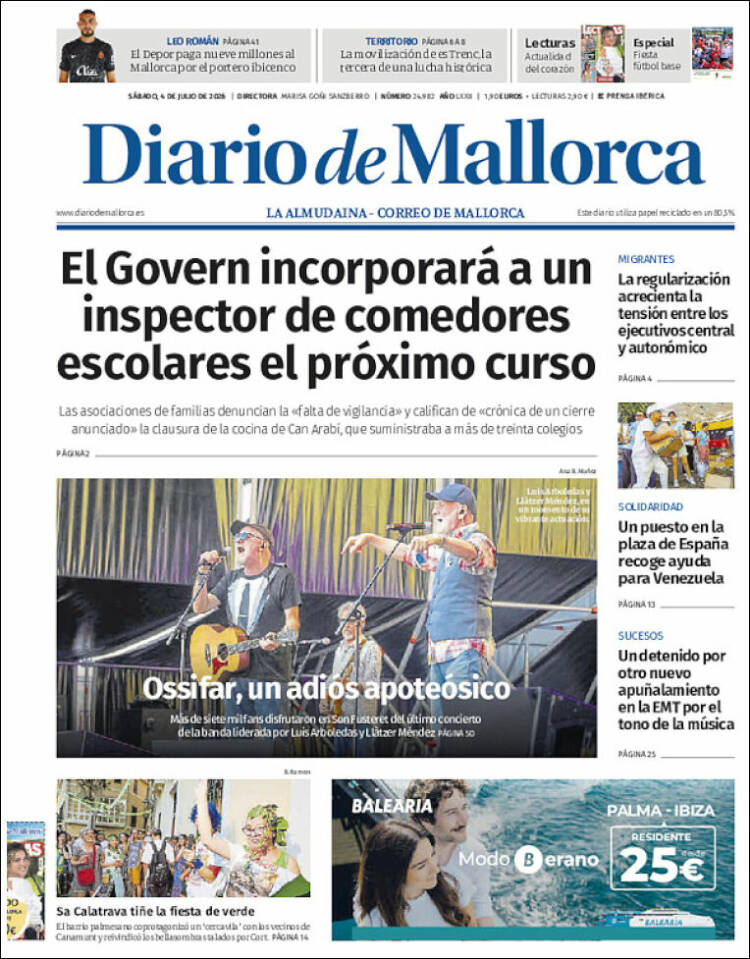 Portada de Diario de Mallorca (Espagne)
