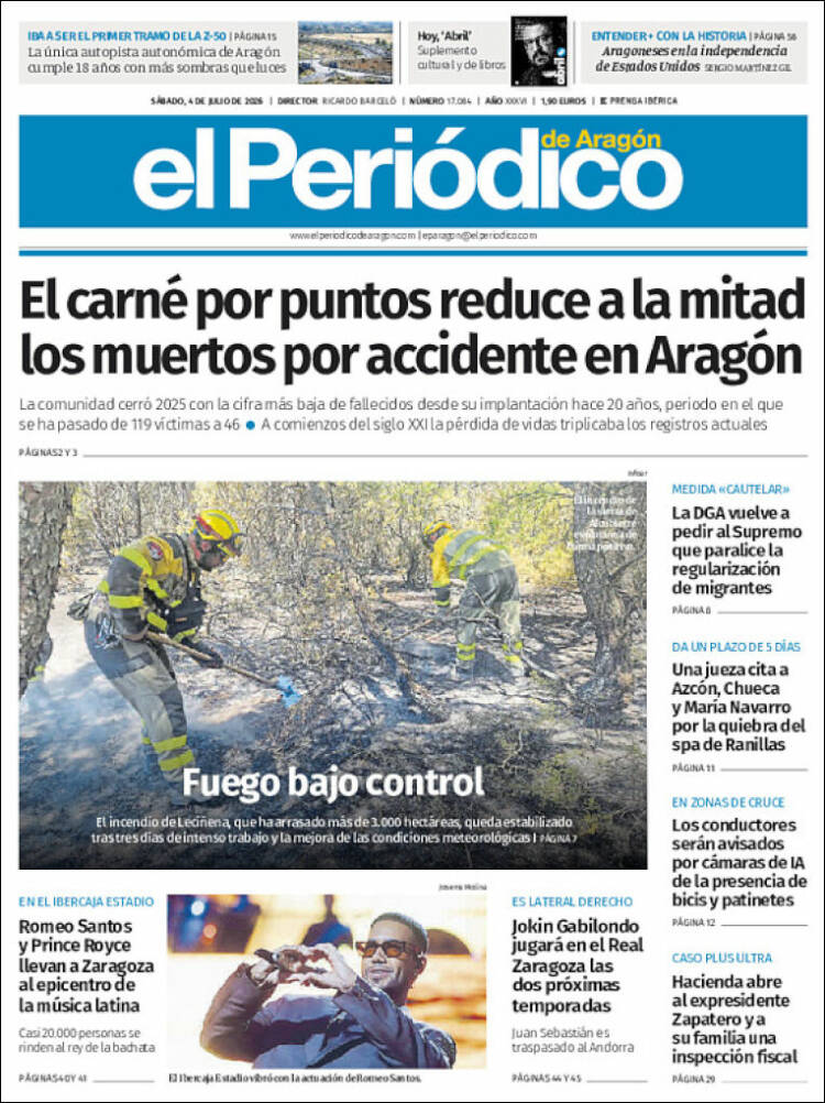 Portada de El Periódico de Aragón (Espa&ntilde;a)