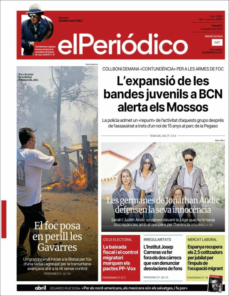 Portada de El Periódico de Catalunya (Espagne)