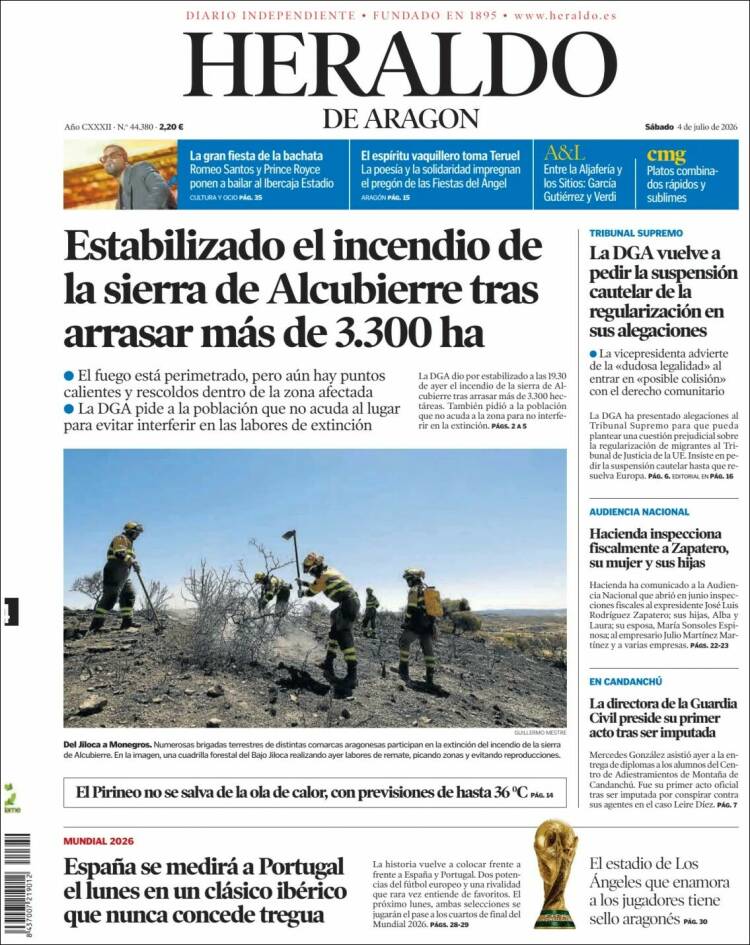 Portada de Heraldo de Aragón (Espa&ntilde;a)
