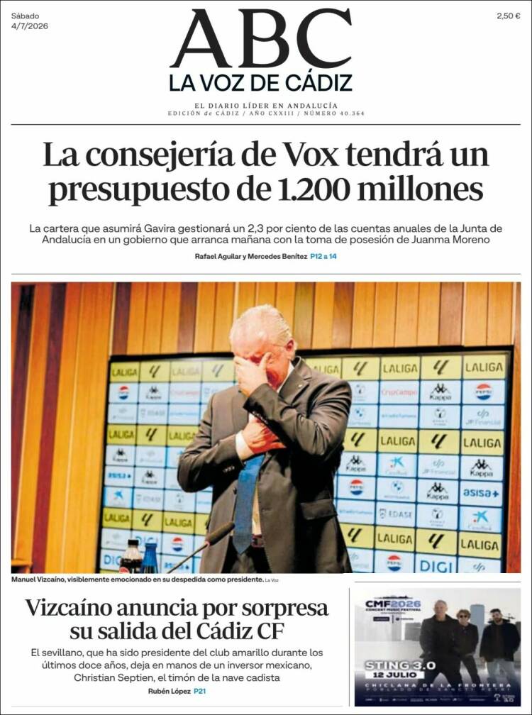 Portada de La Voz de Cádiz (Espa&ntilde;a)