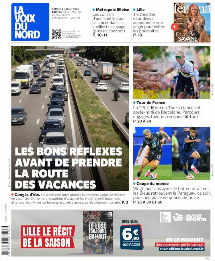 Portada de La Voix du Nord (Francia)