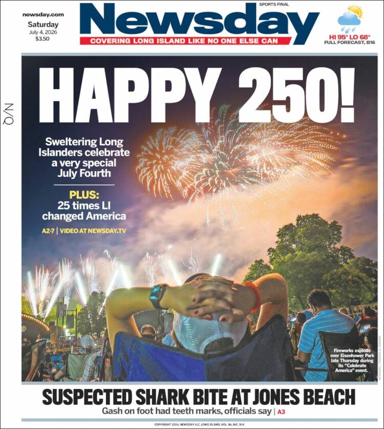 Portada de Newsday (USA)