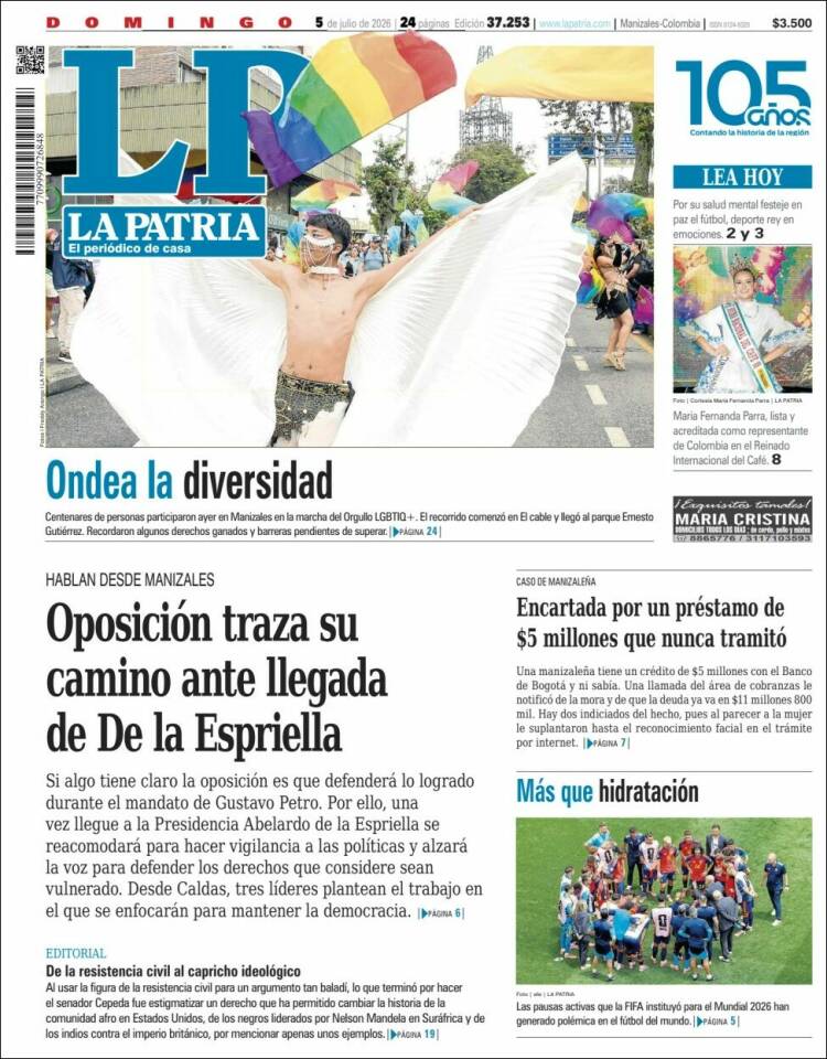 Portada de La Patria (Colombia)