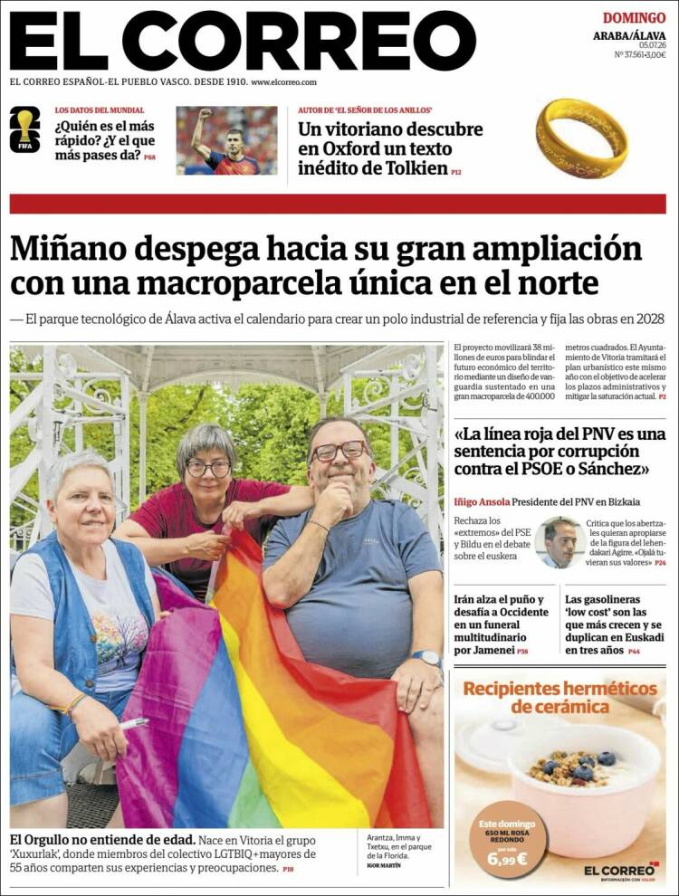 Portada de El Correo - Álava (Spain)