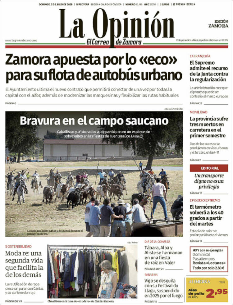 Portada de La Opinión - El Correo de Zamora (Spain)